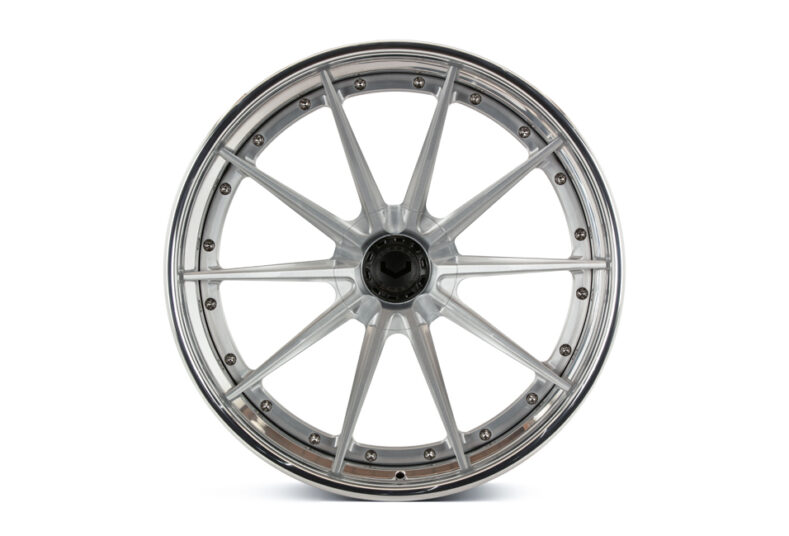 Vossen VPS-1 (3-Piece) — Spoke-Integrated Plate with Nut, Gloss Clear C04, front view